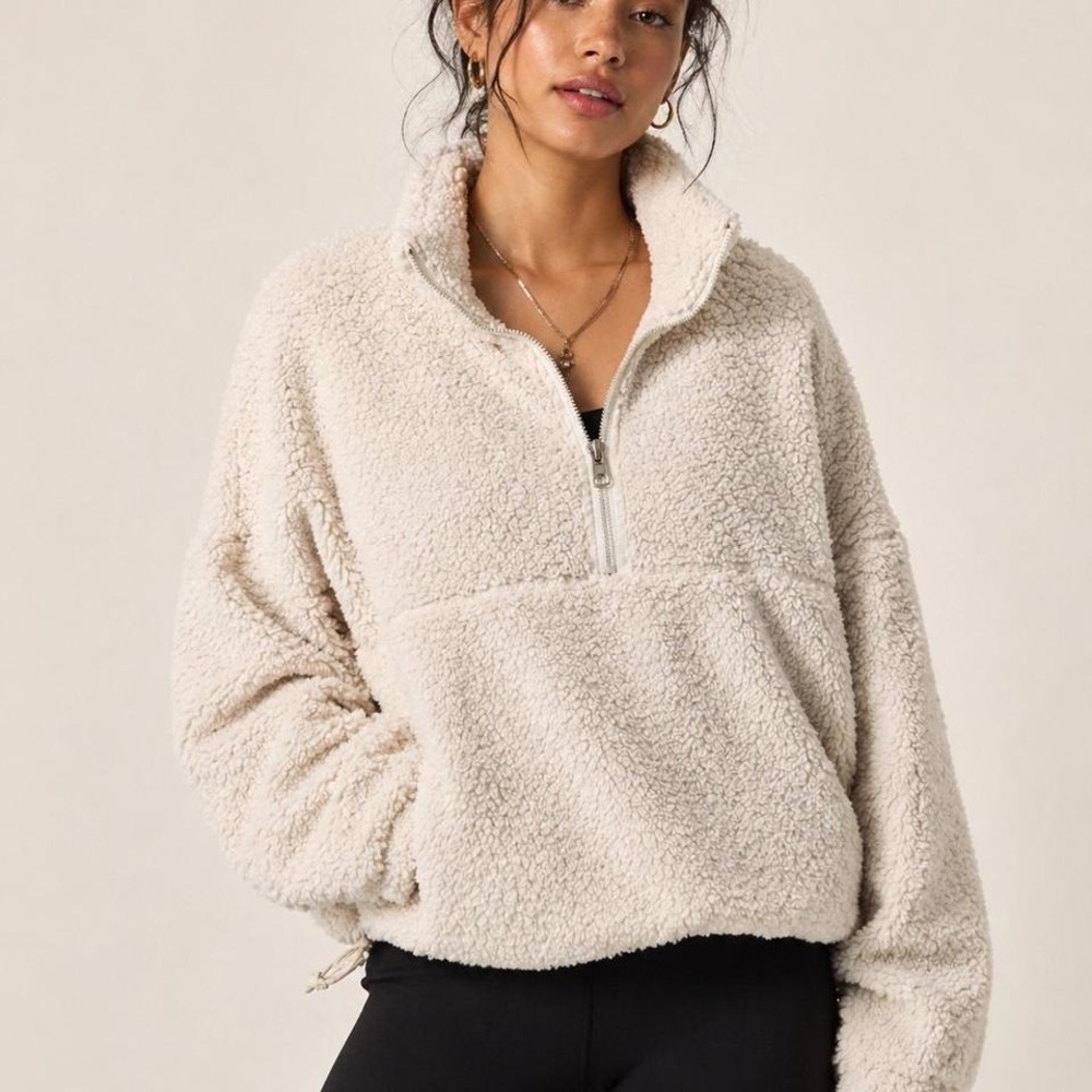 Cream Sherpa Quarter Zip